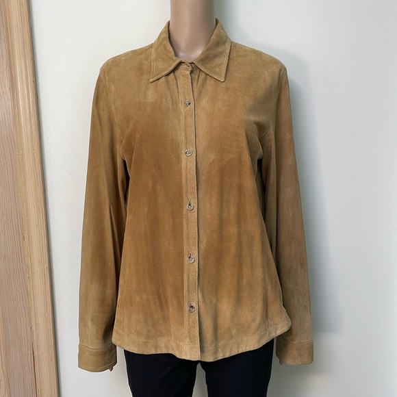 Banana Republic Suede leather Button Shirt - Picture 1 of 6